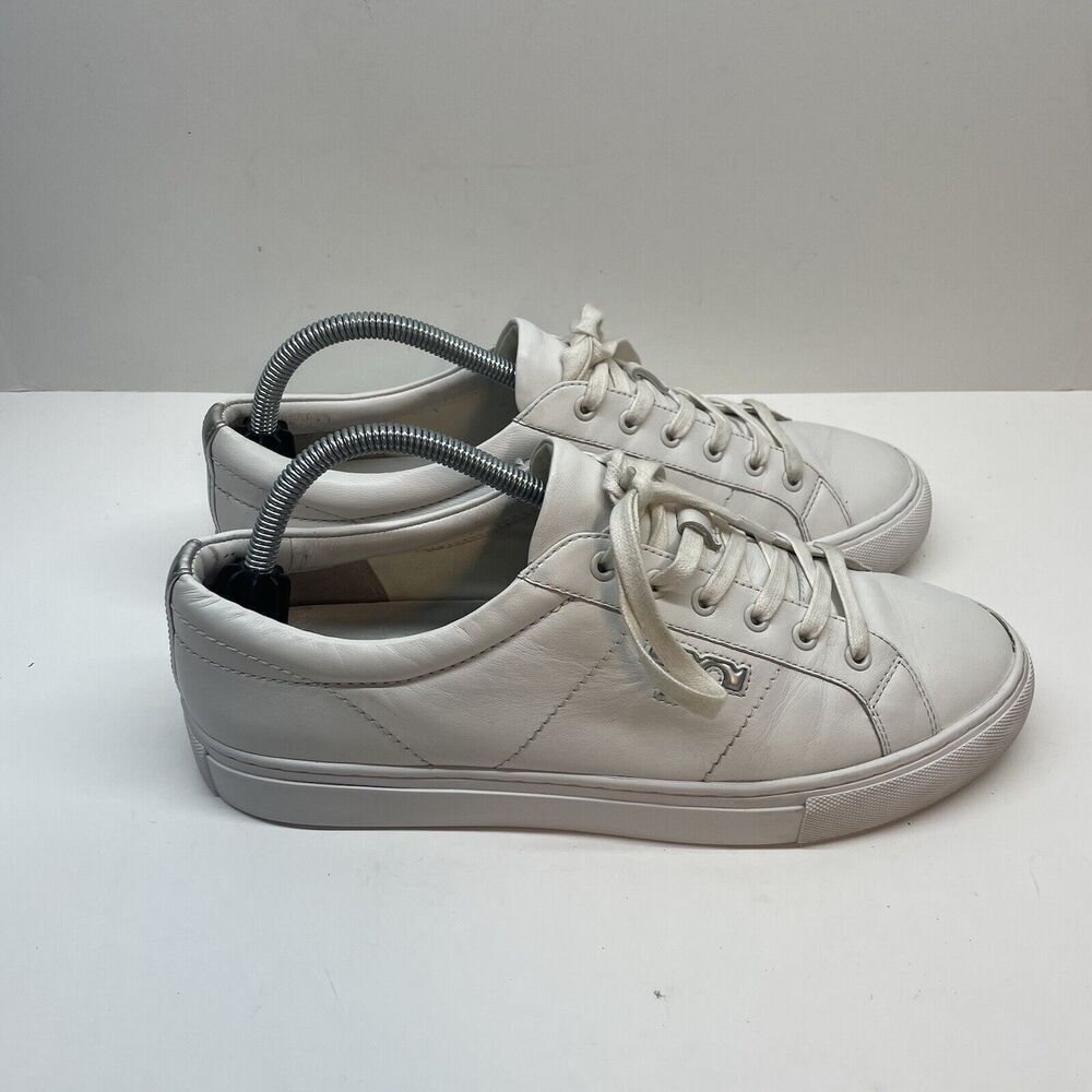 Tory Burch Women's Amalia Snow White & Silver Leather Sneakers‎ Size 10